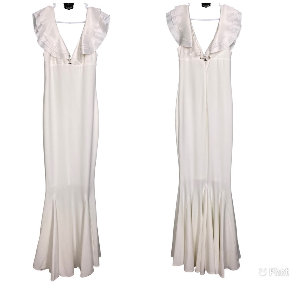 Alamour White Maxi Ruffle Dress Sz L